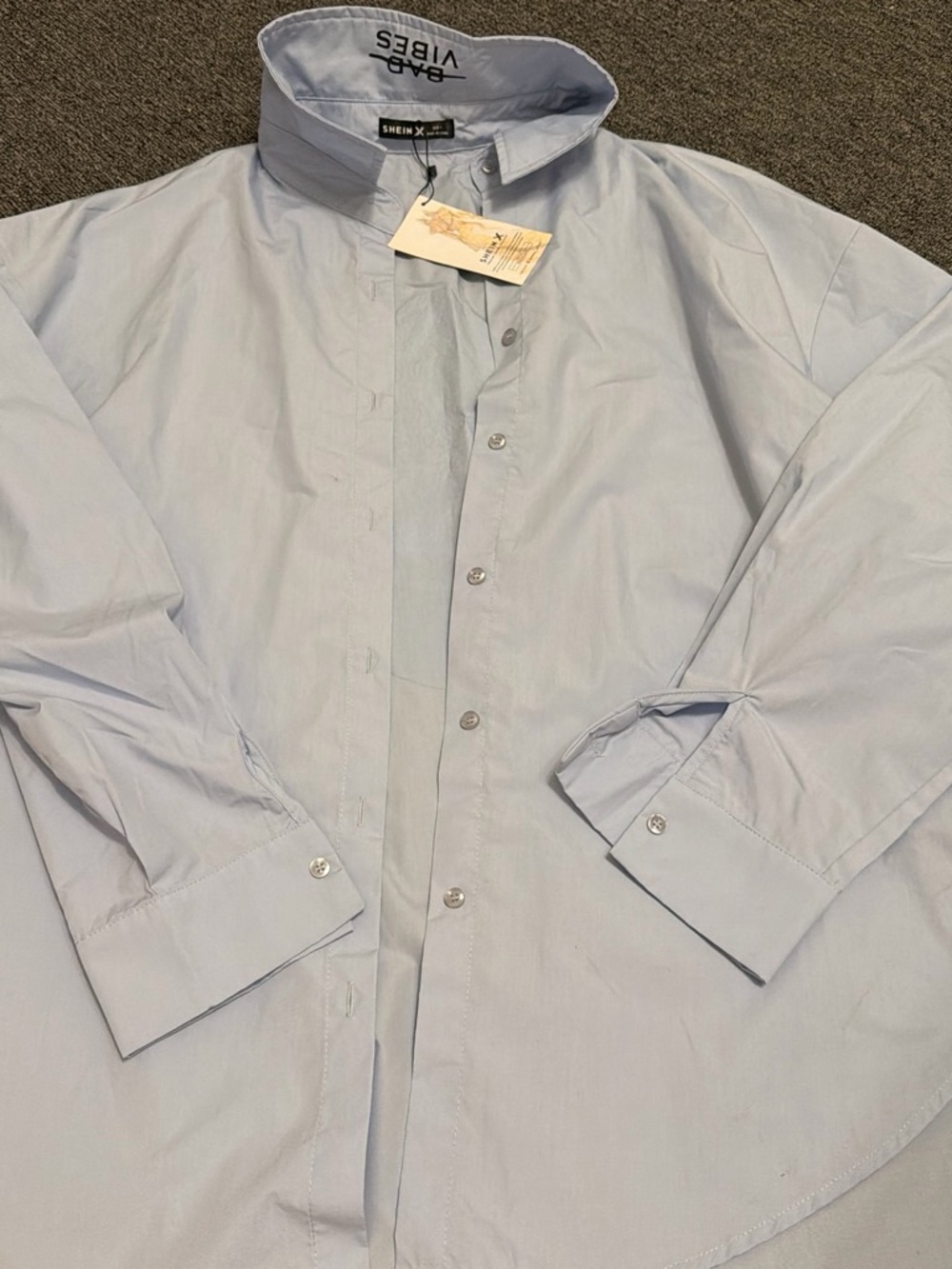 SHEIN Men Pale Blue Long Sleeve Button-Down Shirt